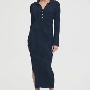LUXE L/S POLO DRESS (NAVY) Legoe Heritage